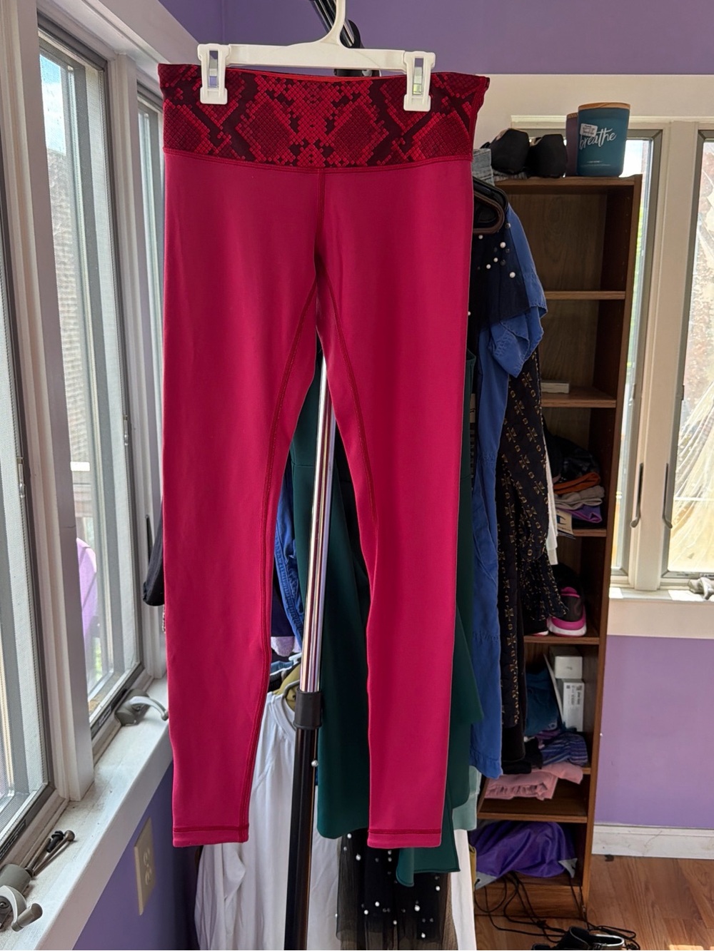 Lemon Size 6 Fuchsia Pink Reversible Leggings with Snakeskin Waistband